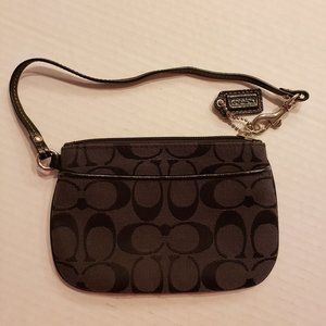 Coach Black Wristlet with Signature Canvas